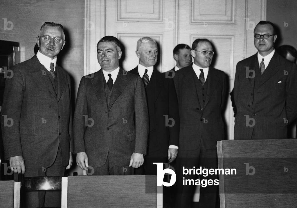 Hjalmar Schacht at the Berlin Transfer Conference, 1st January 1937 (b/w photo)