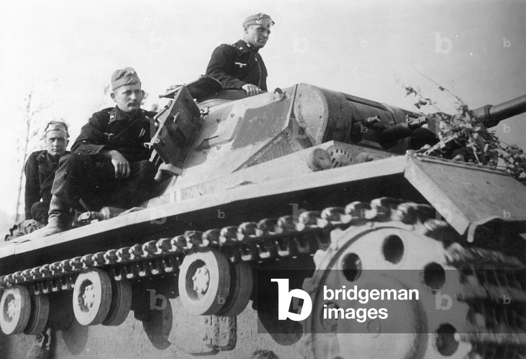 German Panzer III in France, 1940 (b/w photo)