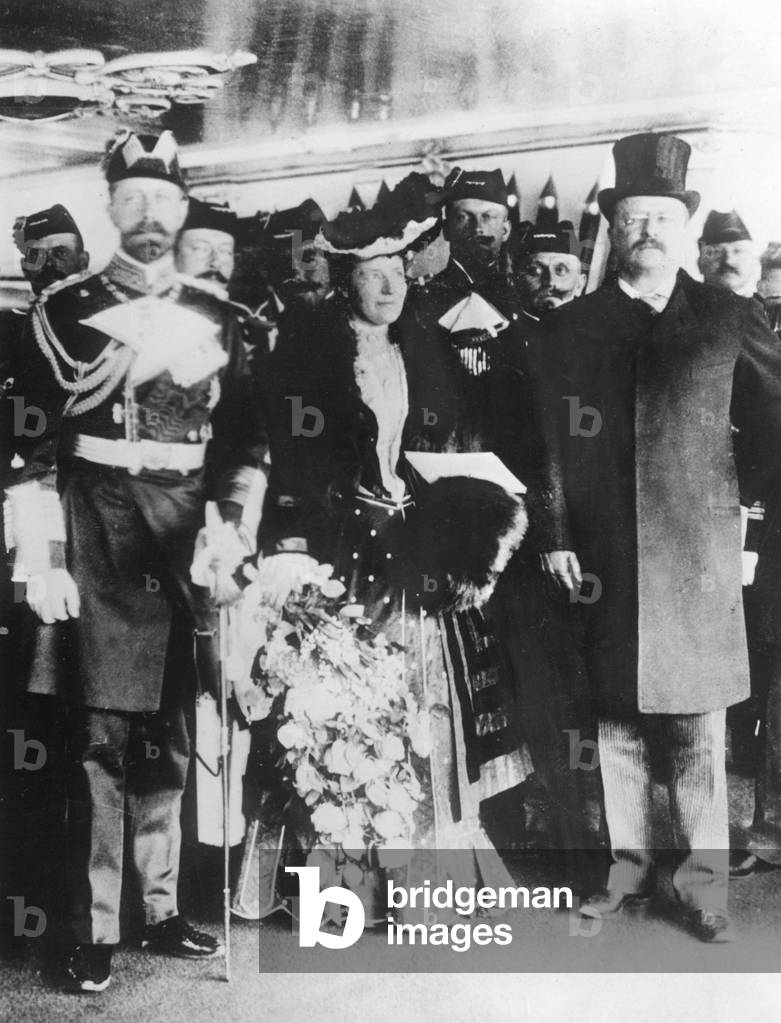 Henry of Prussia with Theodore Roosevelt in New York, 1902 (b/w photo)