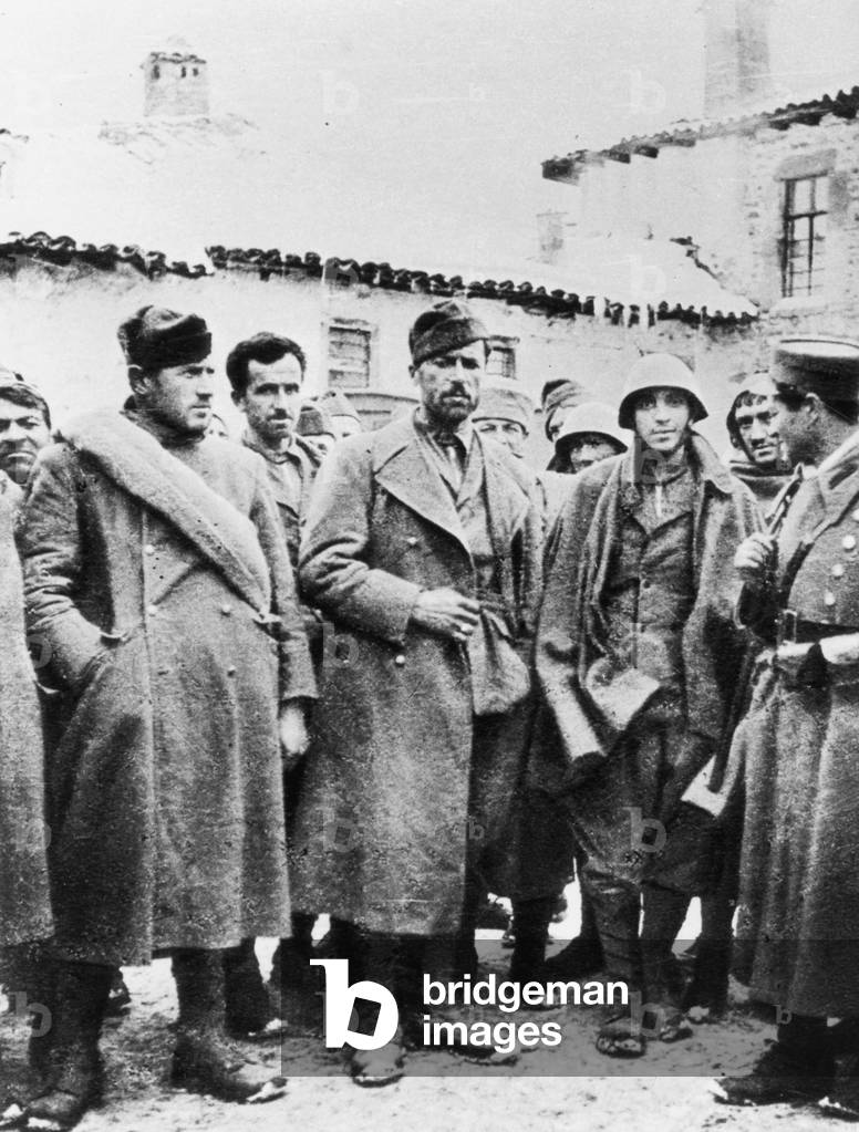 Italian prisoner during the fights in Greece, 1940 (b/w photo)