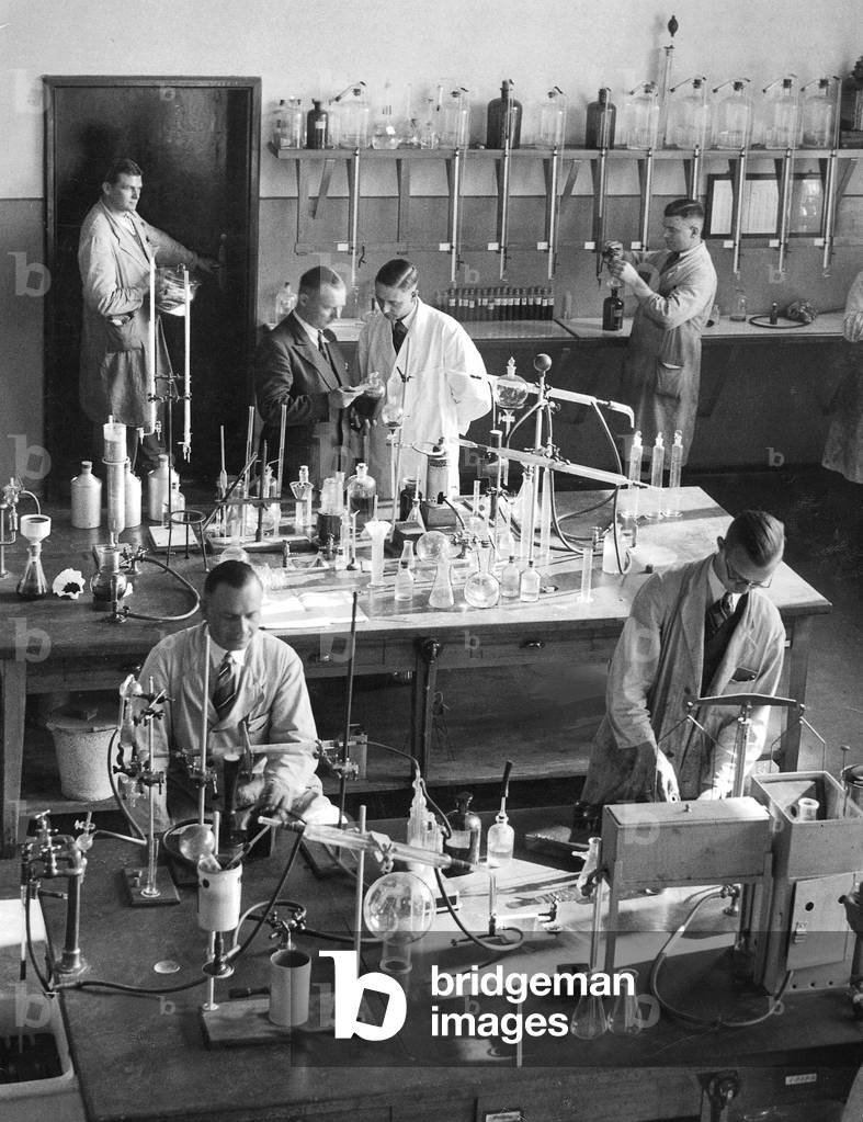 Laboratory in Germany, 1938 (b/w photo)