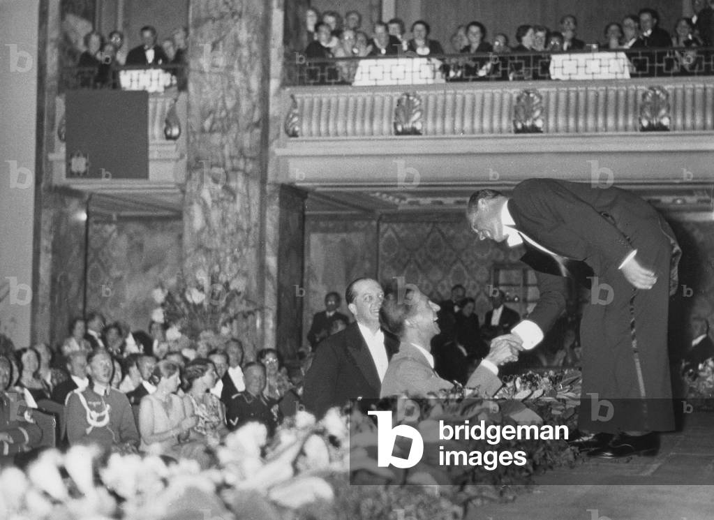 Joseph Goebbels during a German-Polish ceremony in Berlin, 1938 (b/w photo)