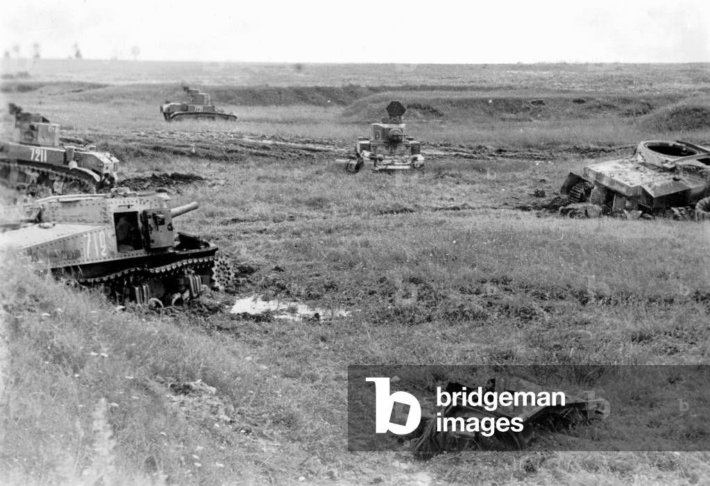 American produced Russian tanks, 1942 (b/w photo)