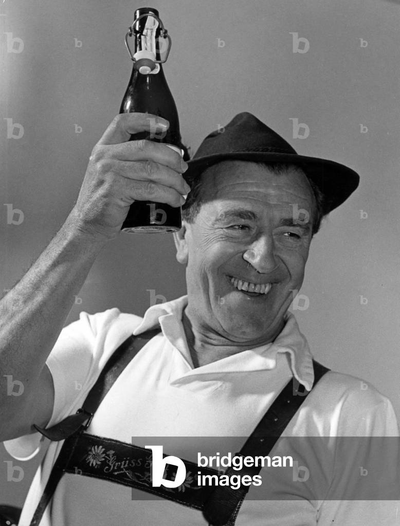 A Bavarian in traditional costume, 1959 (b/w photo)
