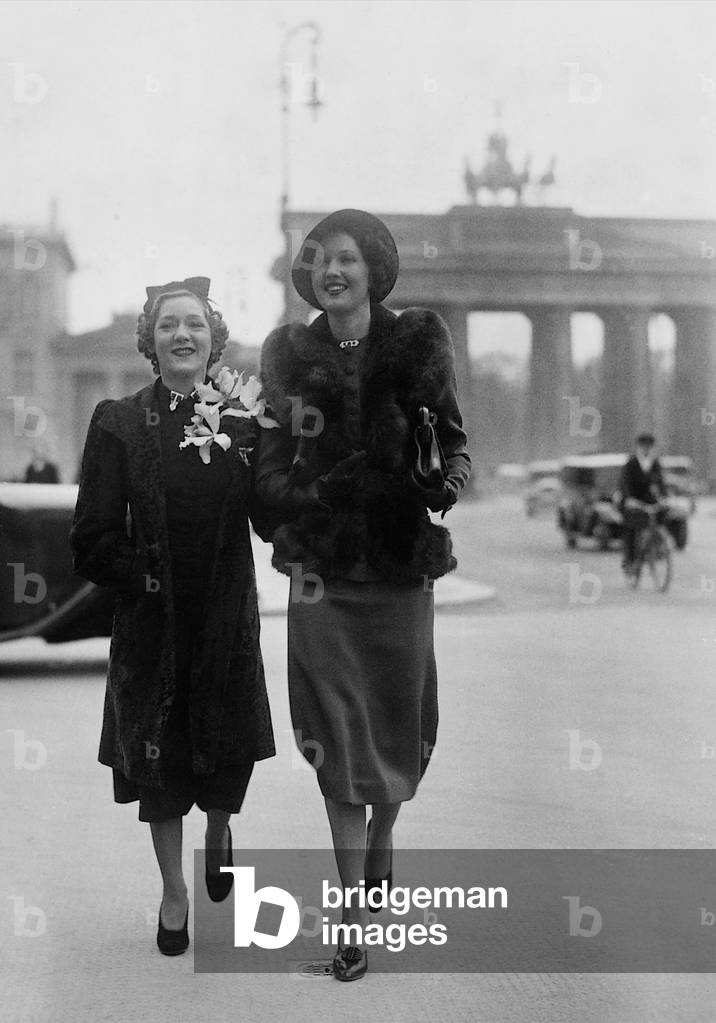 Mary Pickford and Wera Engels in Berlin, 1937 (b/w photo)