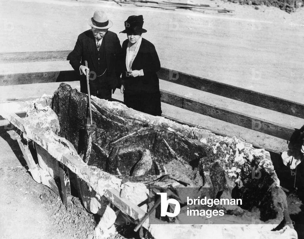 Find of a Mastodon skeleton, 1929