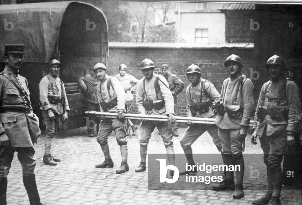 French soldiers seize iron pipes in the occupied Ruhr area, 1920s