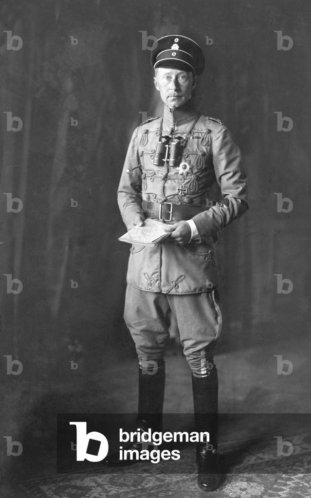 Wilhelm of Prussia in Hussar uniform, 1918 (b/w photo)
