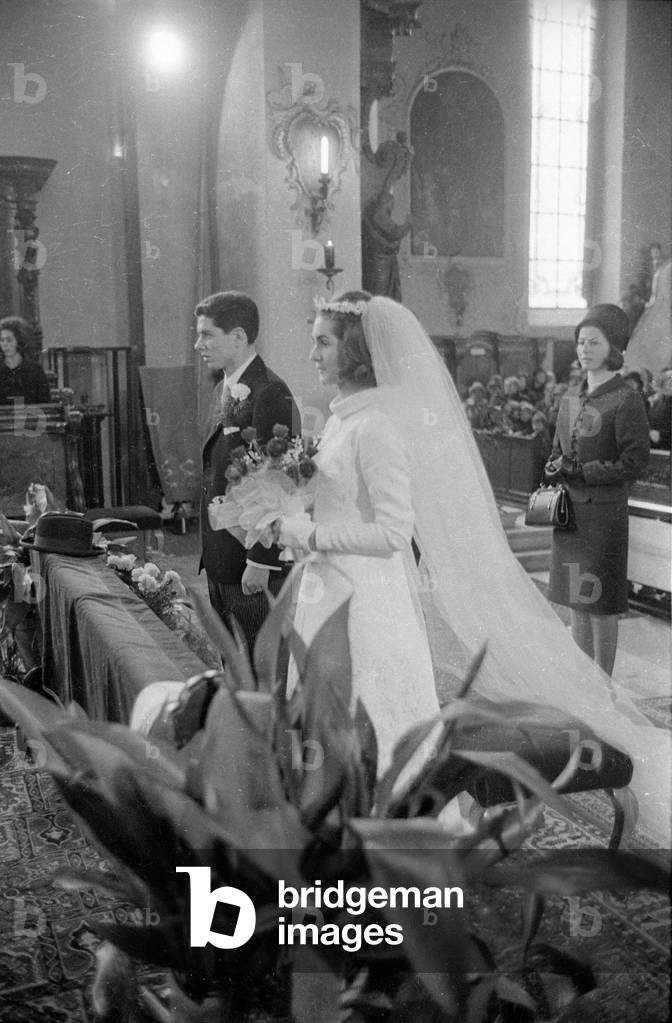 The wedding of Edith Zimmermann-Rhomberg in Bregenz, 1966 (b/w photo)