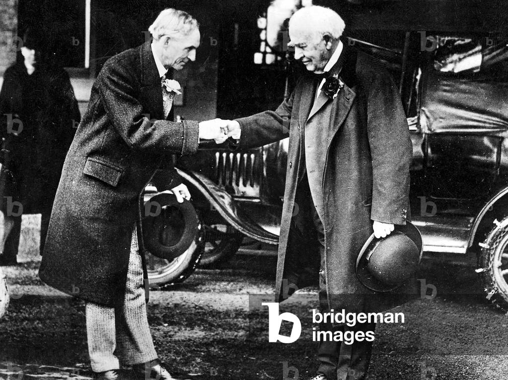 Henry Ford and Thomas Edison, 1927 (b/w photo)