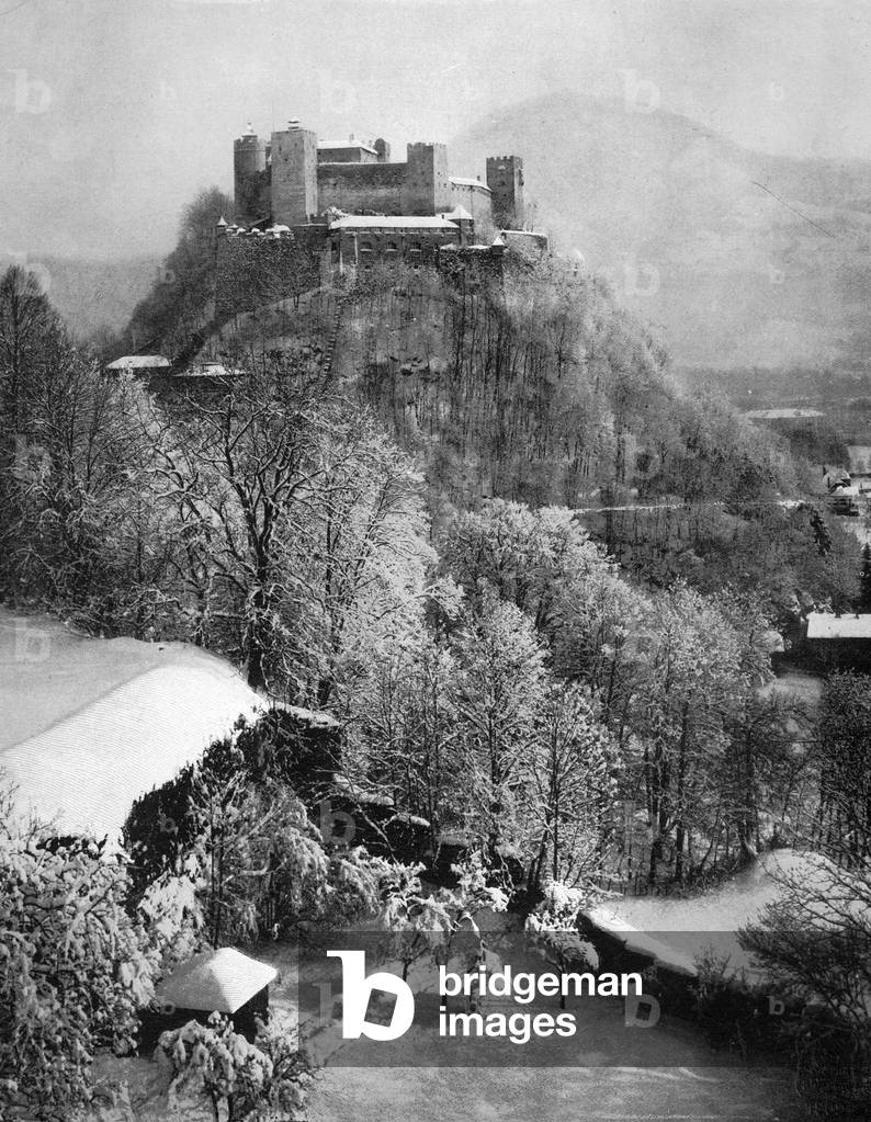 The palace of the Prince Bishop in Salzburg, 1910 (b/w photo)