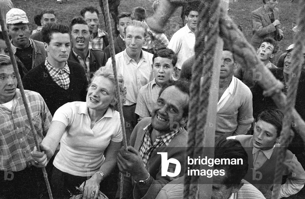 Welcome of Alfred Eckert after the landing, 1959 (b/w photo)