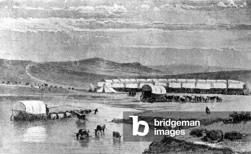 The Great Trek of the Boers (b/w photo)