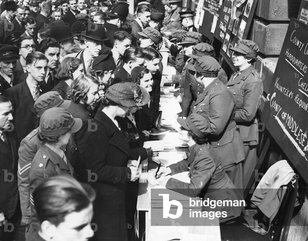 Women in the War Relief Service in Great Britain, 1939 (b/w photo)