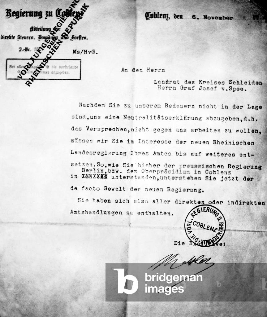 A letter of the separatists, 1923 (b/w photo)