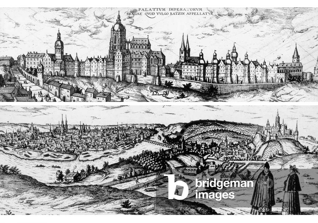 The Prague Castle around the 16th century (b/w photo)