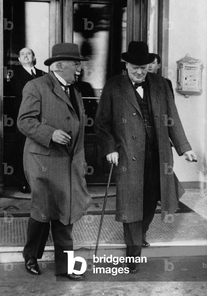 Lloyd George and Winston Churchill, 1940 (b/w photo)