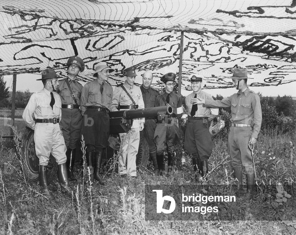 South American officers as guests on an American manoeuvre, 1939 (b/w photo)
