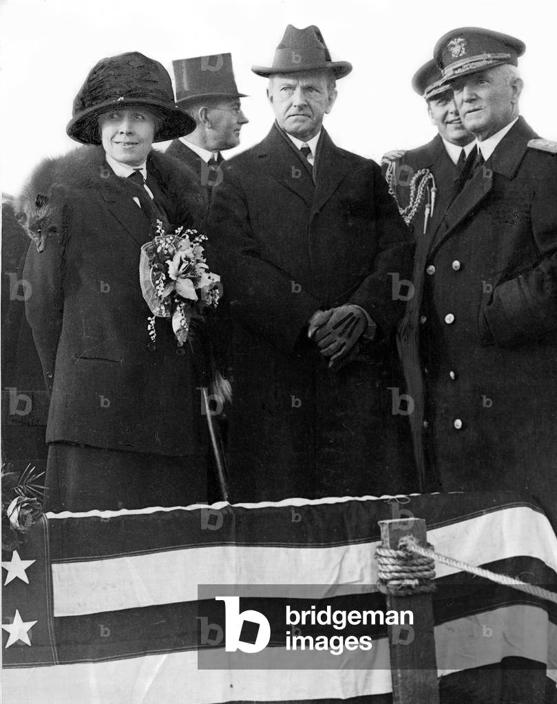 President Calvin Coolidge with his wife, Grace Coolidge and Curtis D. Wilbur, 1925 (b/w photo)