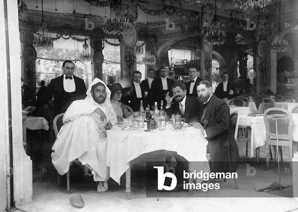 Mulay Hafid visiting Paris, 1912 (b/w photo)
