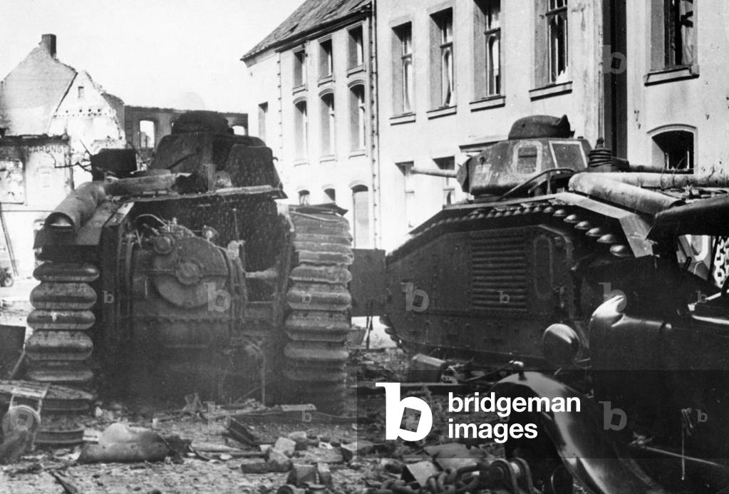 Destroyed French tanks in Beaumont, 1940