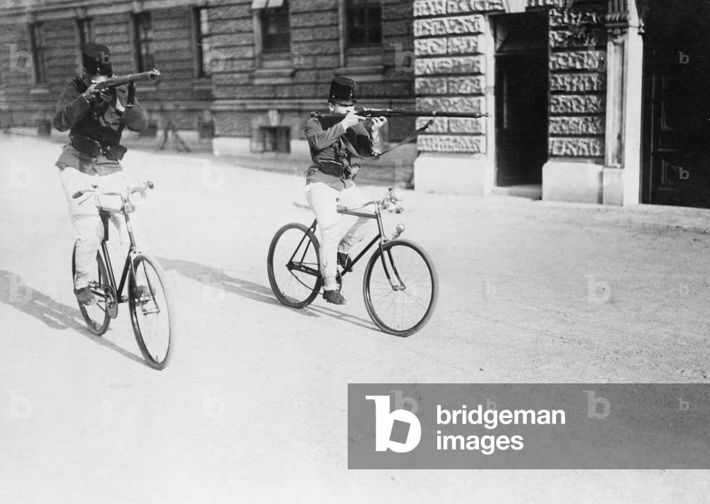 Austrian cadets on bicycle, 1910