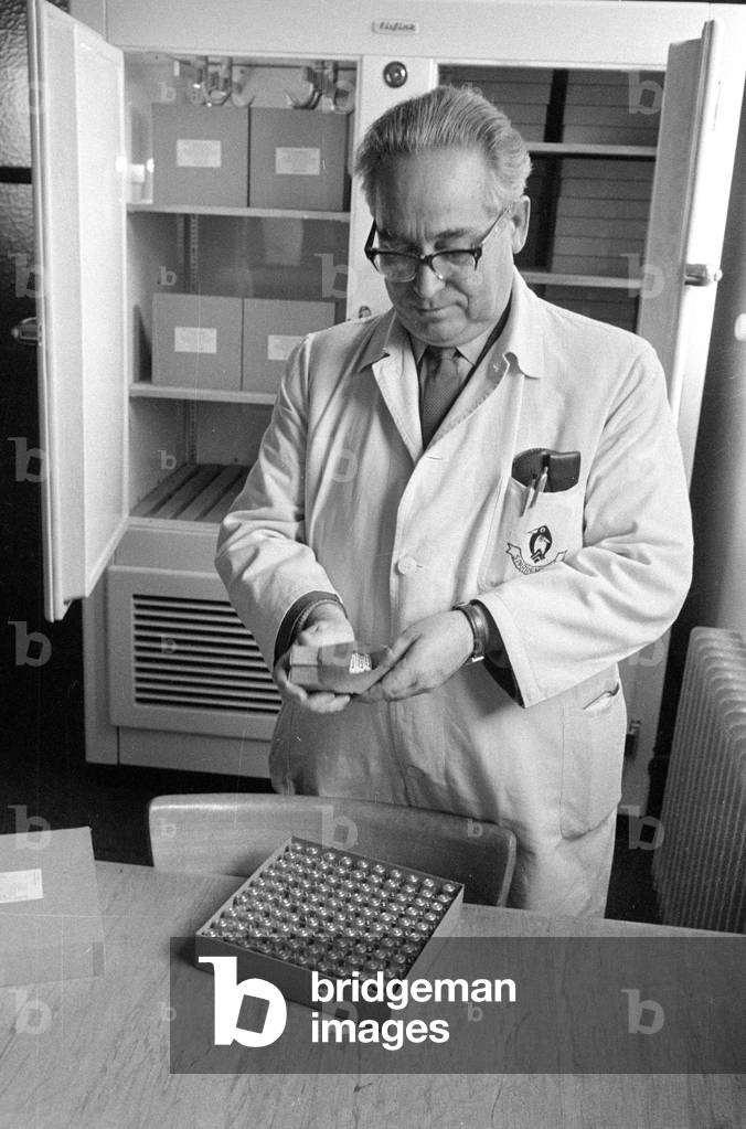 Influenza vaccine, 1960 (b/w photo)