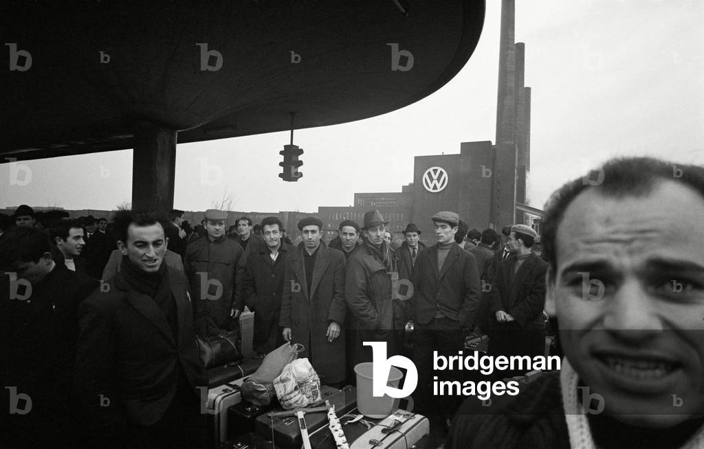 Italian “Gastarbeiter” in Wolfsburg, 1966 (b/w photo)