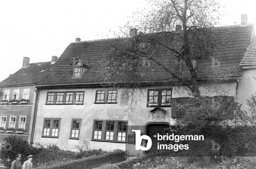 The Bach House in Eisenach, Thuringia, Germany (b/w photo)