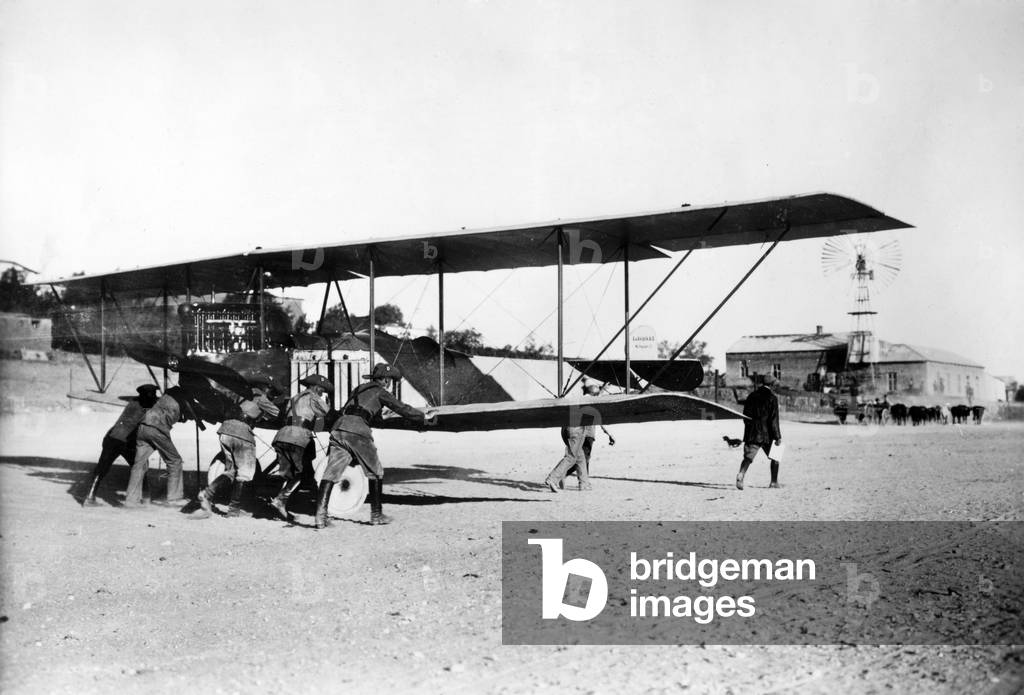 Airplane of the protection force in German South-West Africa, 1914 (b/w photo)