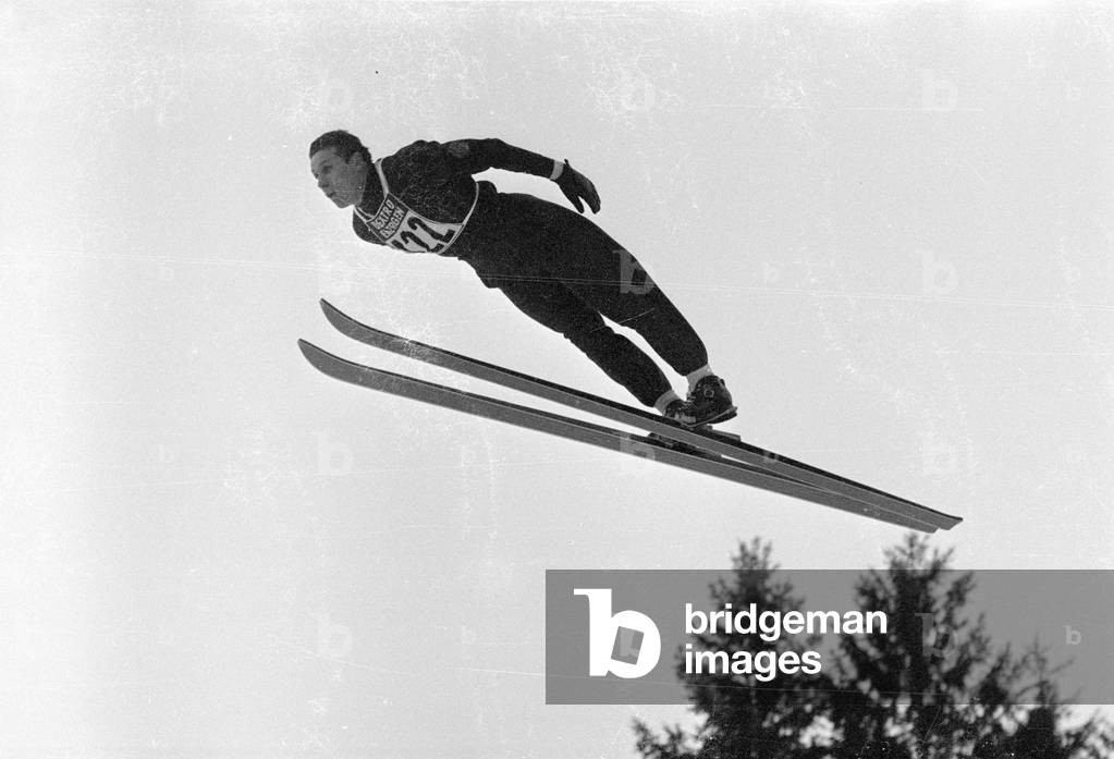 Training runs of the Four Hills Tournament 1963/64 (b/w photo)