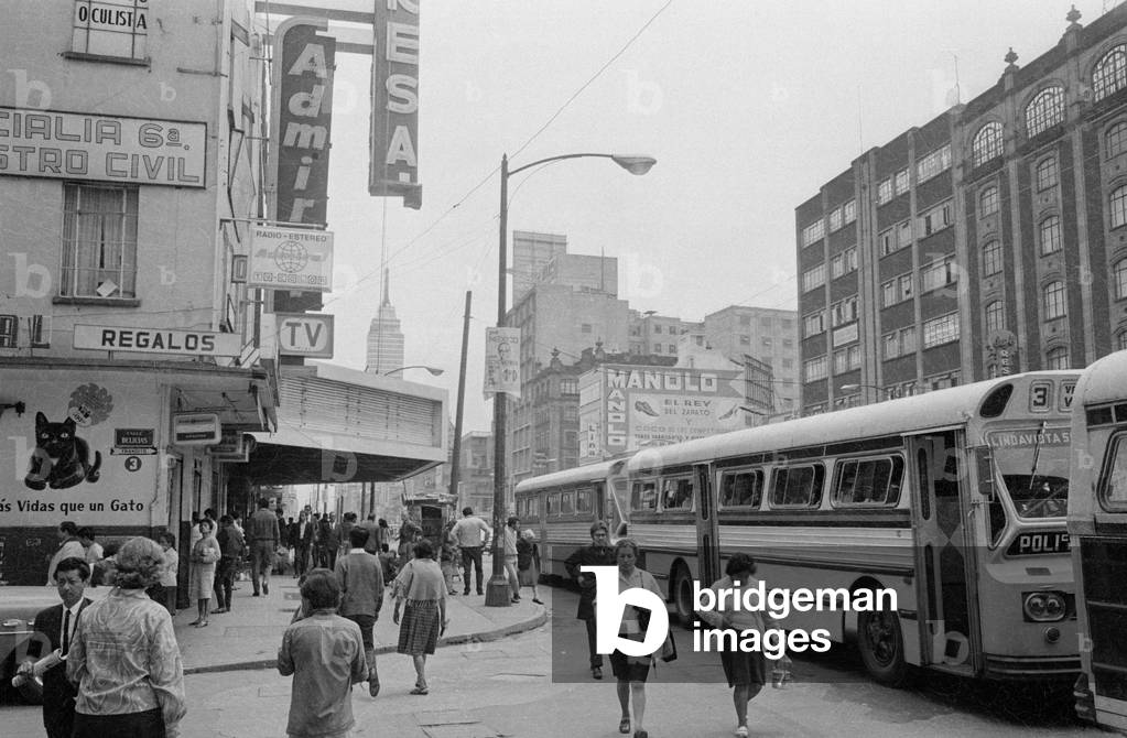 Street scene in Mexico City, 1970 (b/w photo)