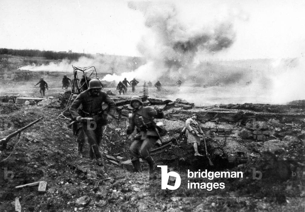 German soldiers in the First World War on the Western Front, 1918 (b/w photo)