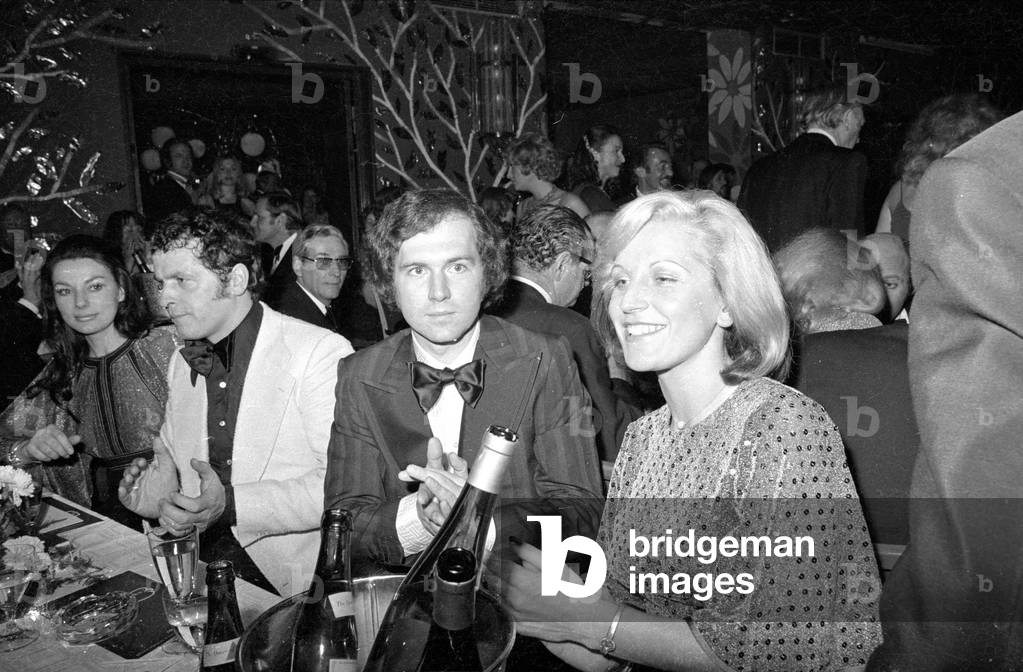 Franz Beckenbauer and Brigitte Beckenbauer at the Soiree der Stars in Munich, 1974 (b/w photo)