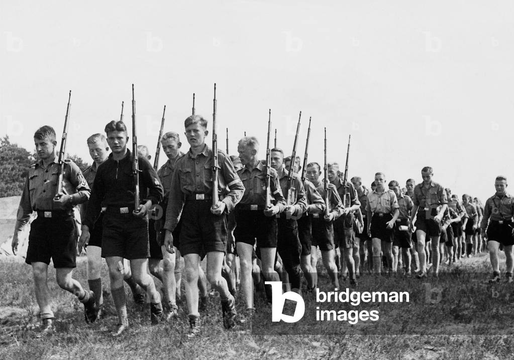 Hitler Youth at the shooting training, 1938 (b/w photo)