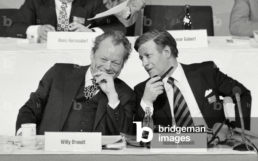 GERMAN Minister of Finance Helmut Schmidt during congress of the socialist party  (b/w photo)