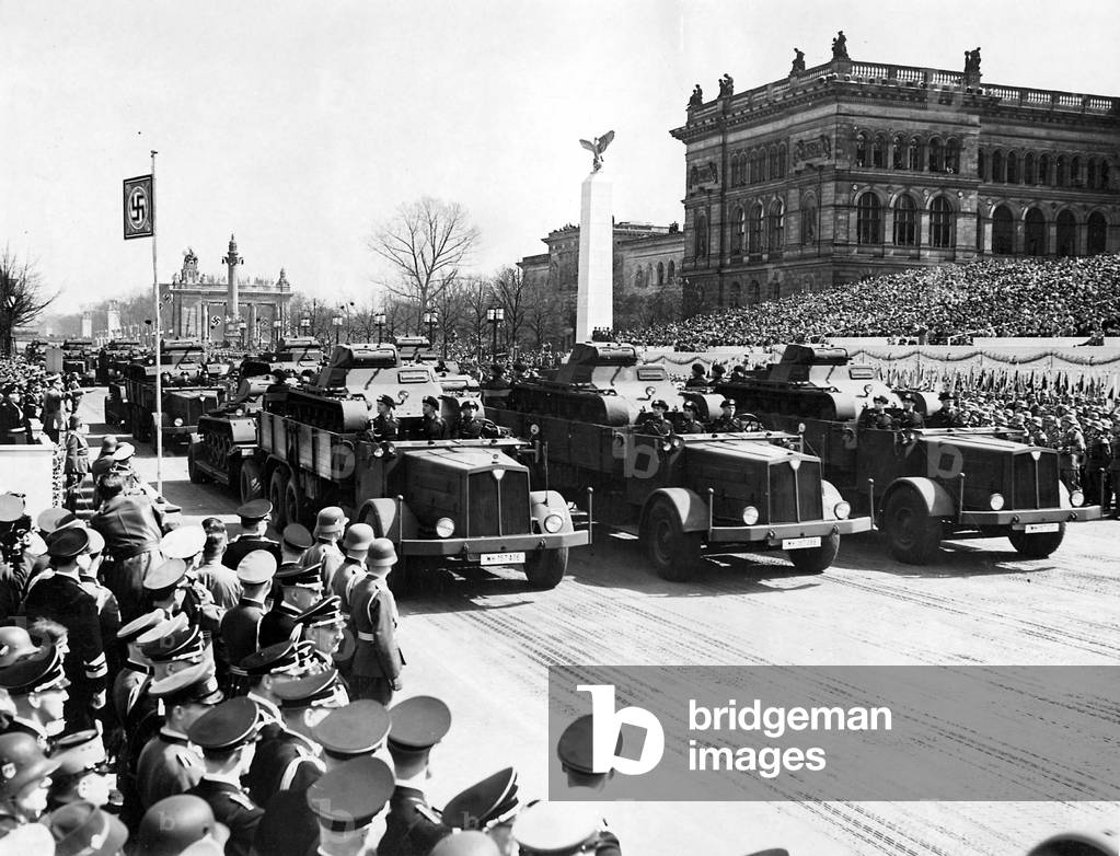 Parade of the Wehrmacht on Hitler's birthday, 1939 (b/w photo)
