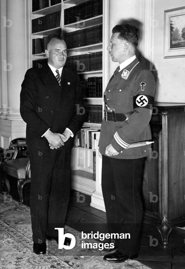 Hans Frank and Dr. Hueber 1938 (b/w photo)
