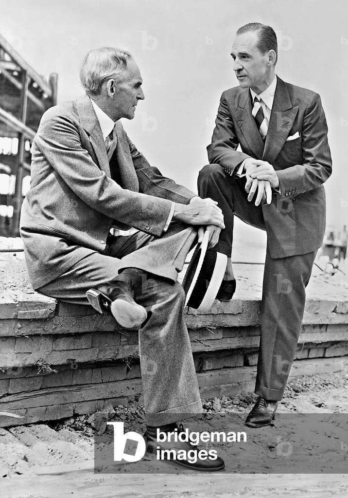 Henry Ford and his son Edsel (b/w photo)