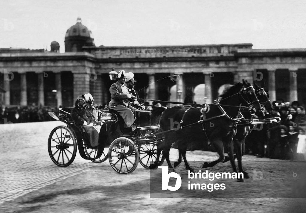 Emperor Franz Josef I and the Prince of Wales, 1904 (b/w photo)
