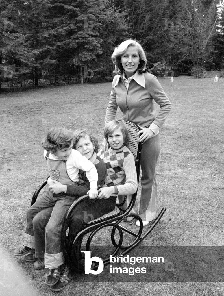 The Beckenbauer family, 1974 (b/w photo)