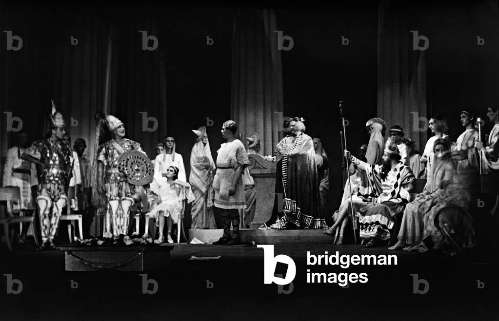 Performance of the operetta 'The Beautiful Helen', 1932 (b/w photo)