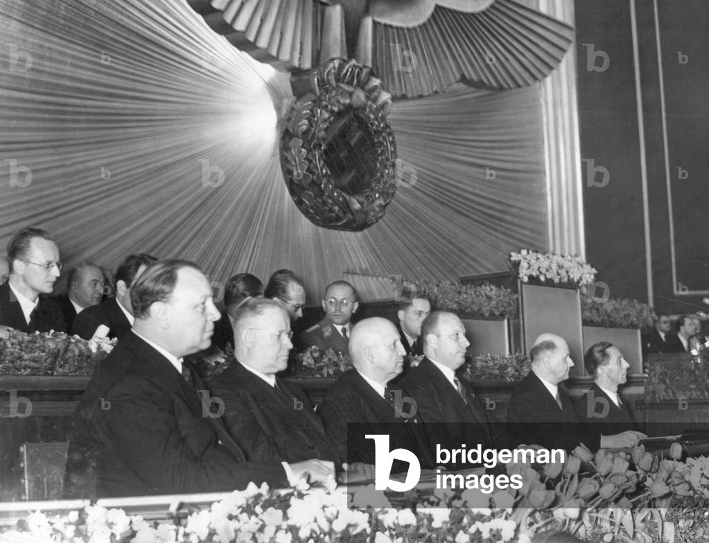 Joseph Goebbels in the conference hall of the Reichstag in the Krolloper, 1939