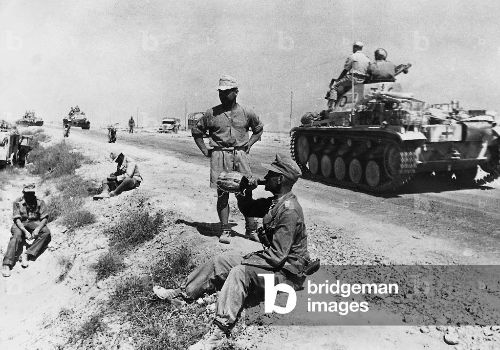 German Africa Corps during the Battle of Acroma, 1942 (b/w photo)
