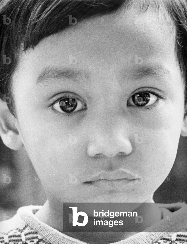 Portrait of a child in Rome (b/w photo)