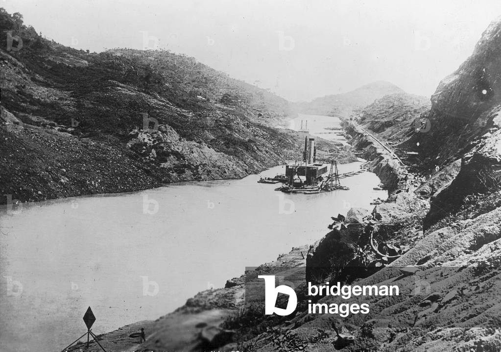 Landslide at the Panama Canal, 1927 (b/w photo)