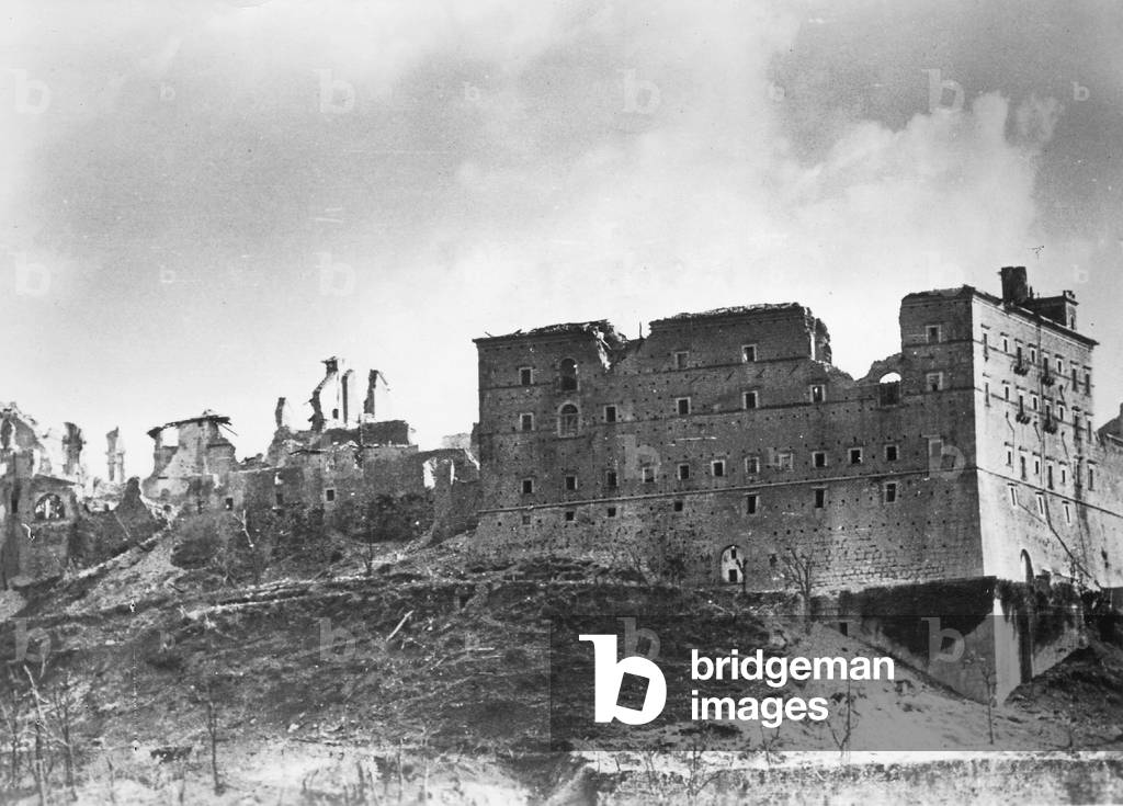 The monastery of Monte Cassino, 1944 (b/w photo)