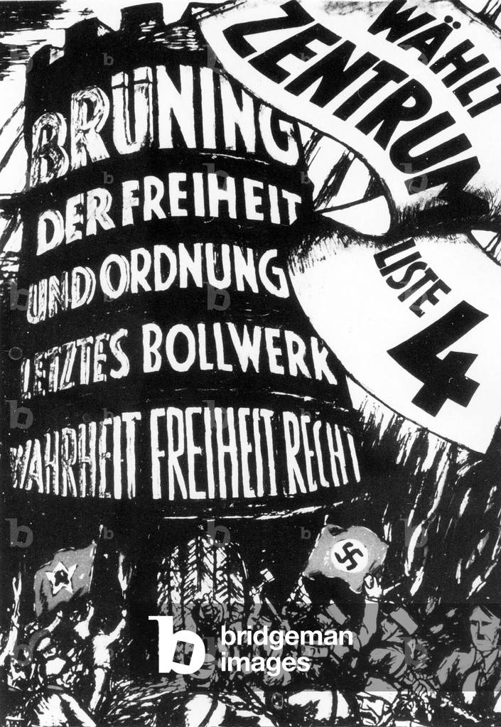 Election poster of the Centre Party, 1932 (b/w photo)