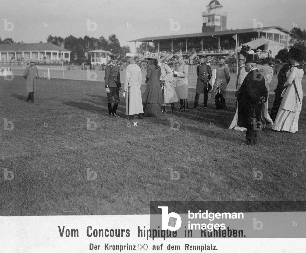 Crown Prince Wilhelm of Prussia with his wife Cecilie at a horse race, 1909