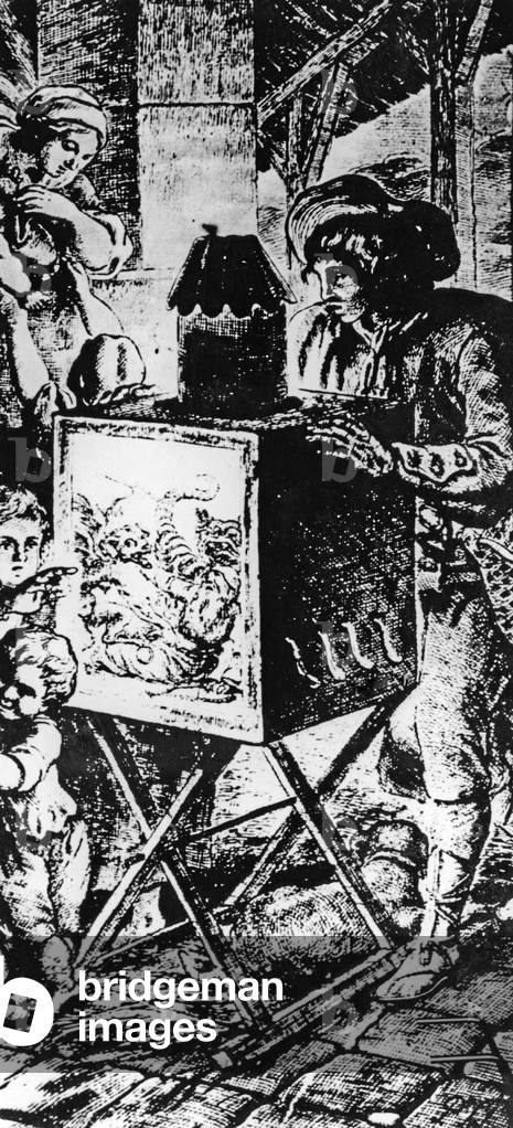 Copper engraving with lanterna magica